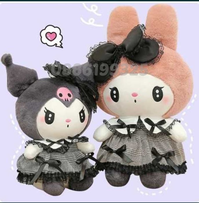 Плюшена играчка Sanrio Kuromi Kawaii Hello Kitty Melody, 50см