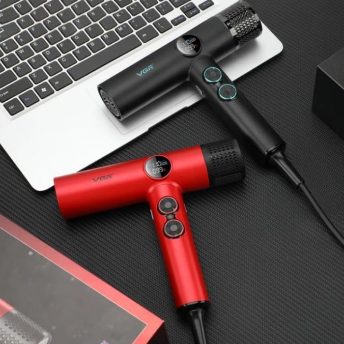 Професионален сешоар VGR с BLDC мотор 110 000 RPM – червен