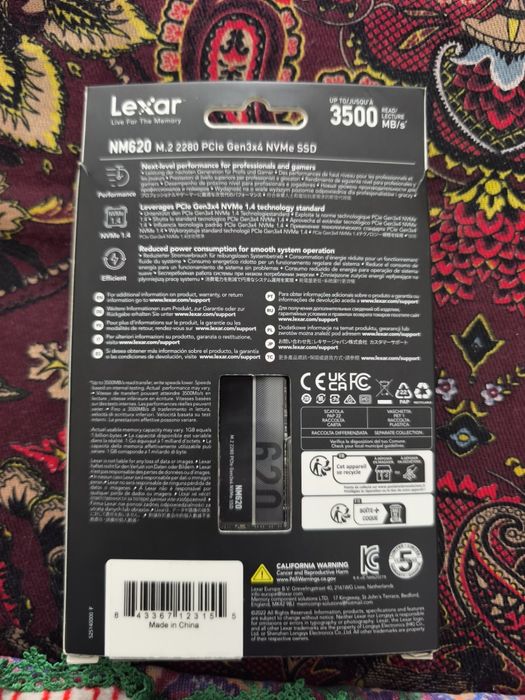 Lexar NM620 512GB NVMe M.2 SSD (Yangi)