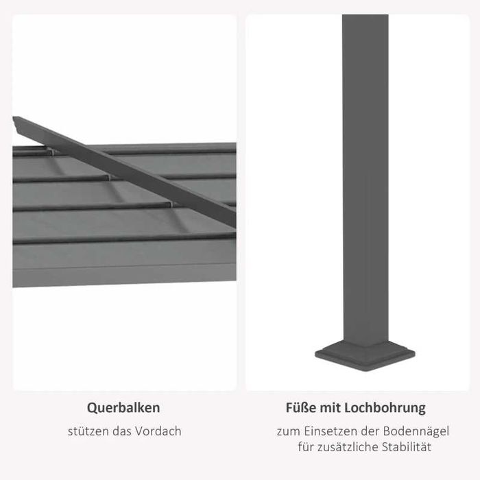 Пергола Outsunny, разтегателен покрив, 3,97 м x 2,95 м x 2,3 м