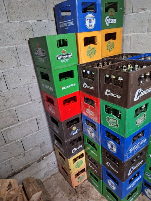 Navete de bere cu sticle goale - diverse mărci (Ciucaș, Timișoreana, H