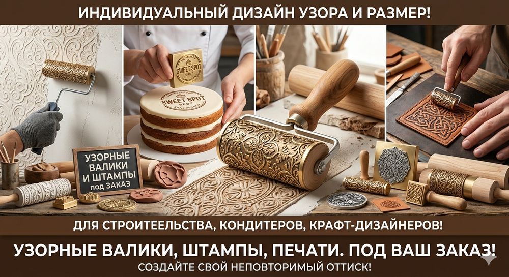 Оттиск, штамп, печать, фактурные валики, узоры и орнаменты.