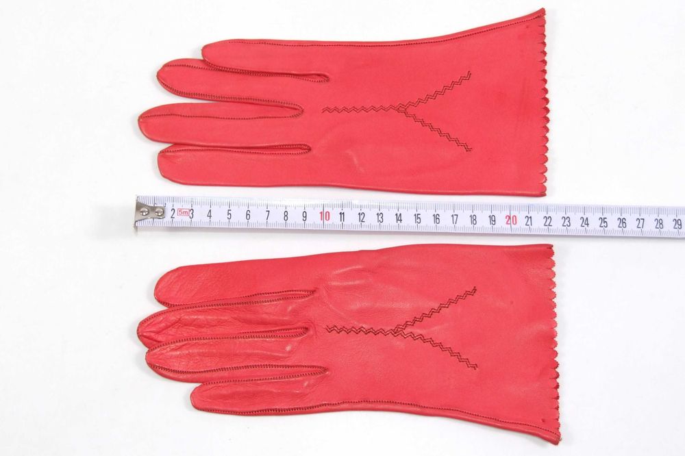 MANUSI dama, elegante, piele naturala fina, rosu-piersica, ABSOLUT NOI