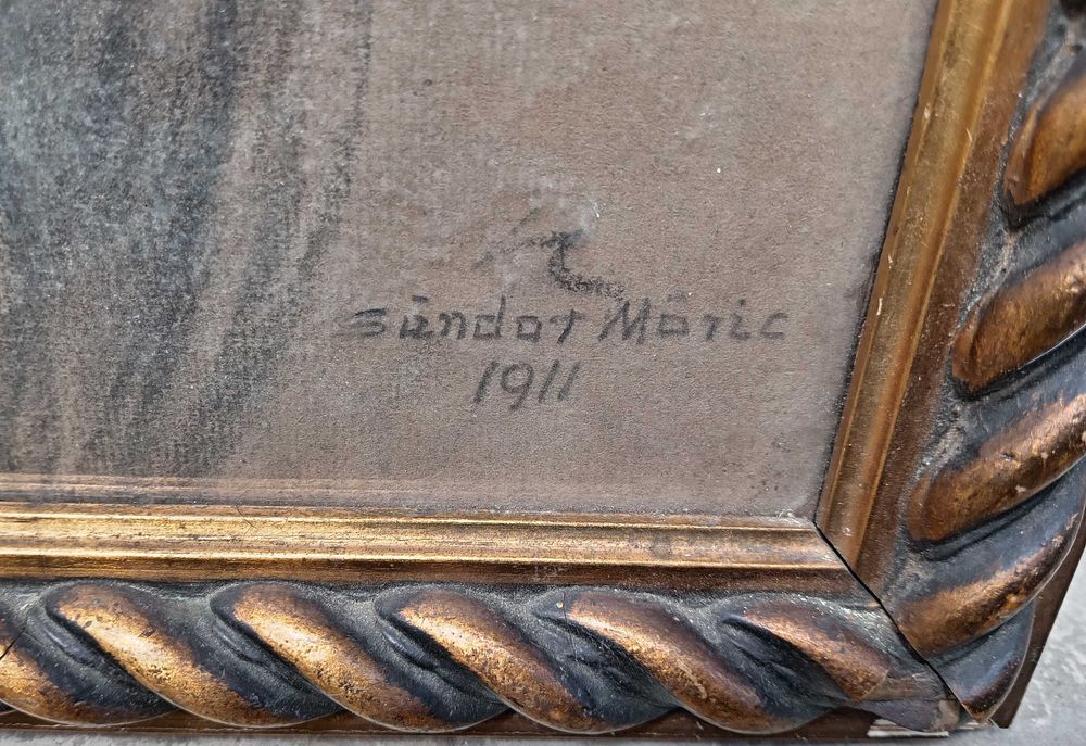 Tablou vechi - nud cu spatele - semnat Sandor Moric 1911