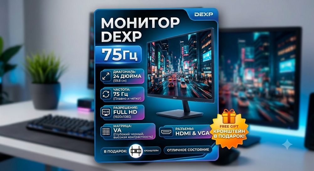Монитор dexp 75hz