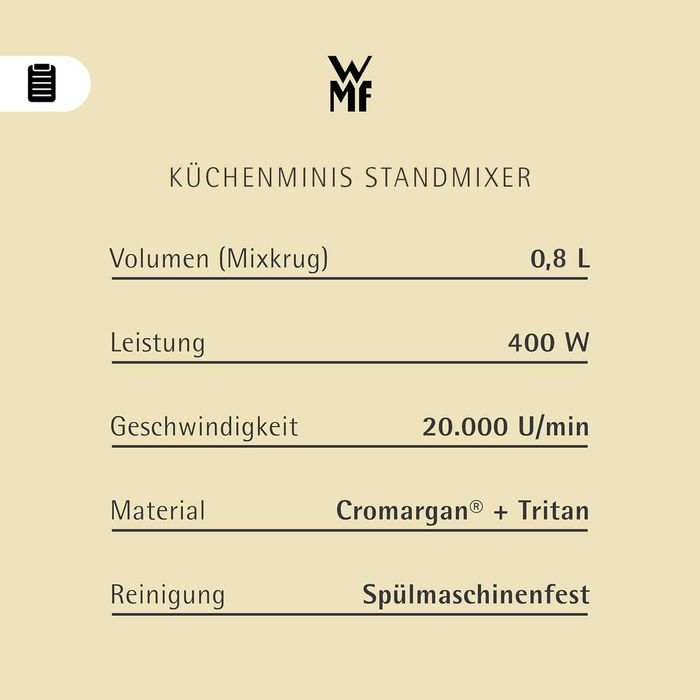 WMF Блендер KitchenMinis 0.8л;6ножа ;5степени;400W