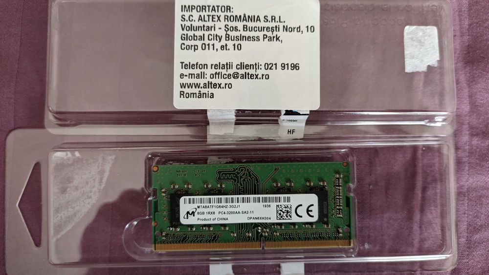 Micron 8GB, DDR4, 3200MHz, CL-22, sodimm