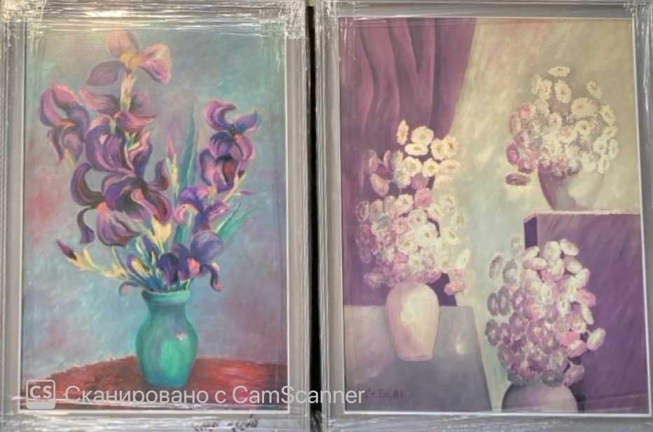 Две красиви големи картини в пастелни тонове.