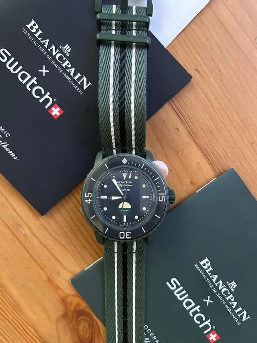 Часовник Blanpain Swatch Green Abyss Fifty Fathoms