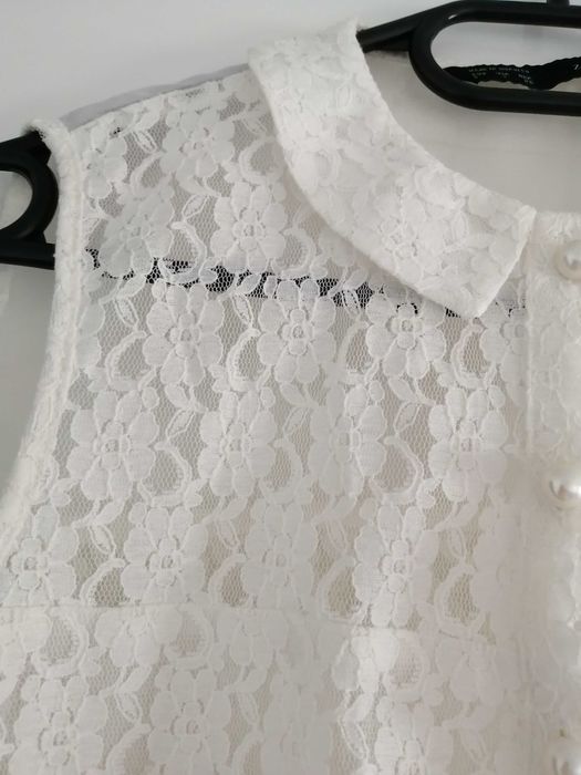 Bluza ZARA camasa dantela alba crem nasturi perlati marimea S