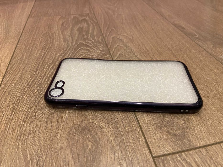 Кейс за Iphone 7, прозрачен-черен, силиконов,  нов