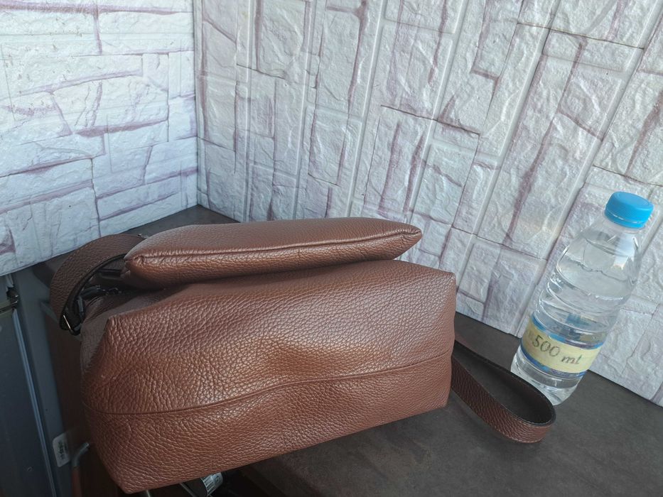 дамска мъжка чанта,малка кожена кафява чанта-естествена кожа