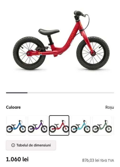 Bicicleta de echilibru fara pedale Academy
