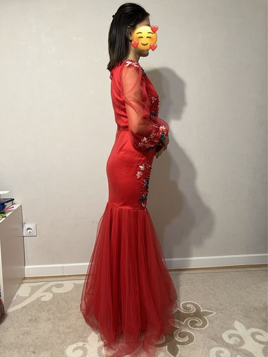 Красное вечернее платье рыбка