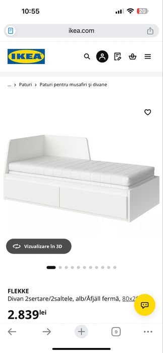 Divan Ikea alb in stare foarte buna
