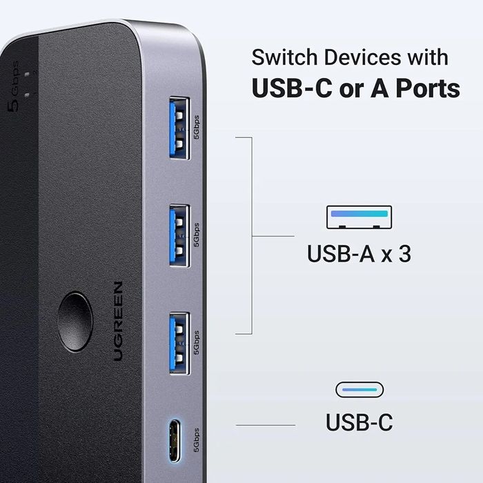UGREEN USB 3.0 Switch,2 In 4 Outpu USB Switcher,2 Computers Share Type