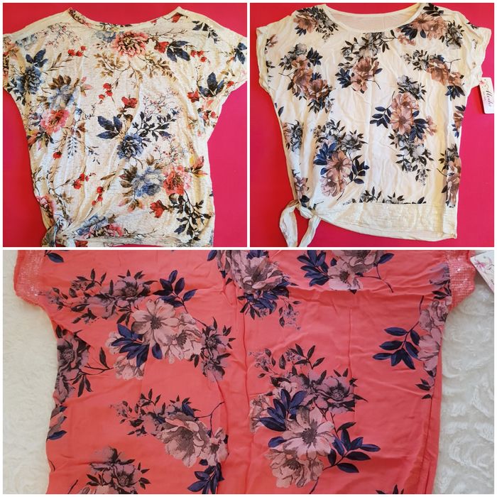 Разпродажба, нова, дамска блуза с флорални мотиви, тениска, 3 десена