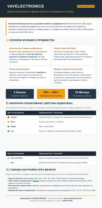 DRL Модул Дневни Светлини с регулиране на мощността