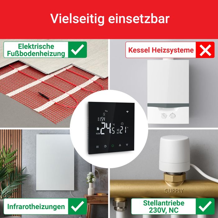 Termostat de cameră Elektrobock PT740B-EI cu WiFi, termostat