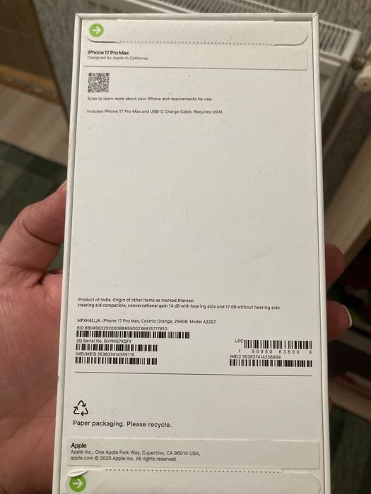 iPhone 17 pro max orange 250 gb new sigilat