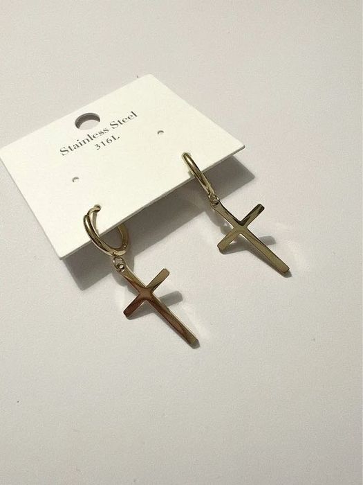 Обеци от хирургическа стомана, позлатени