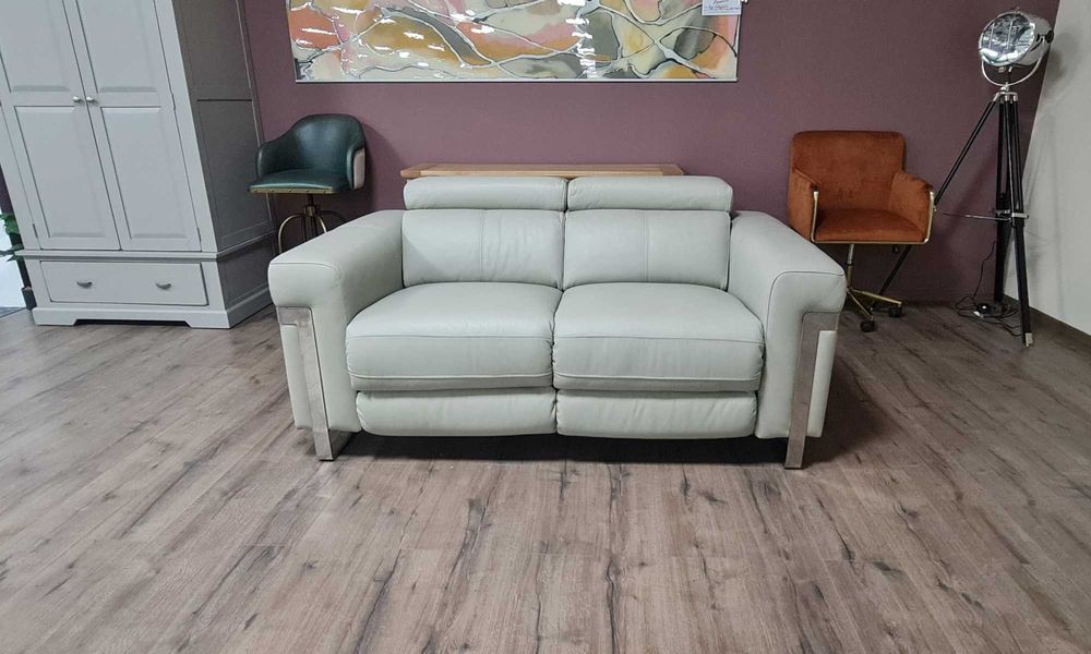 Сив кожен диван двойка "Moreno"