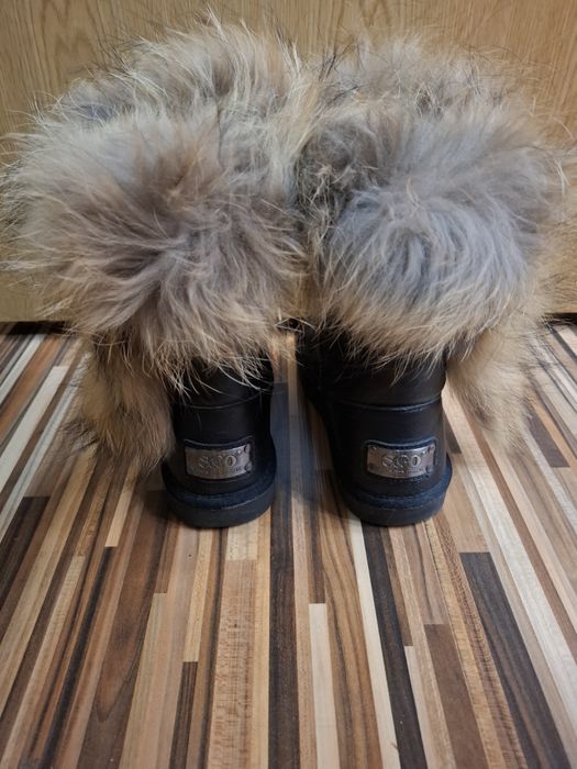 Кожени ботуши с естествен пух