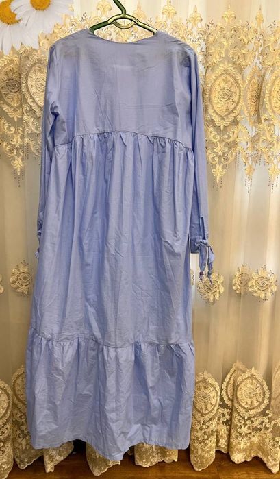 Ko’ylak yozgi yuqa, paxta ko’k. Синий, голубой платья для весна и лето