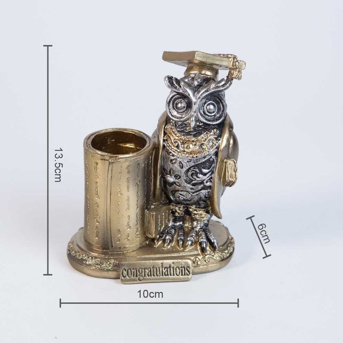 Статуетка за Декорация Сова 15см или Моливник/Визитник Бухал