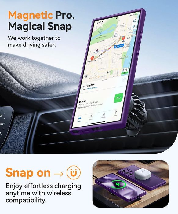 Матов magsafe кейс за samsung galaxy s24 ultra - лилав