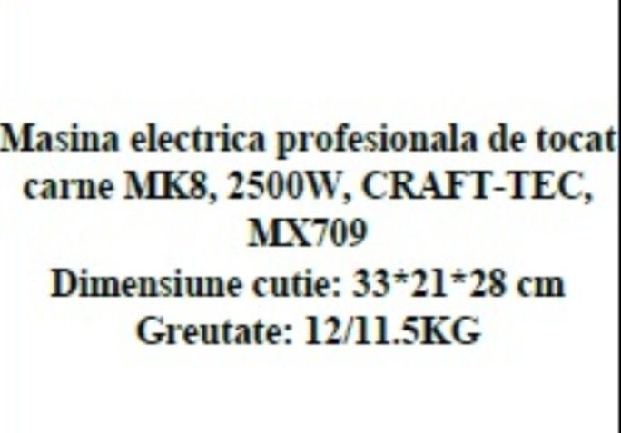 Masina electrica de tocat carne Craft Tec MK-8 2500W inox