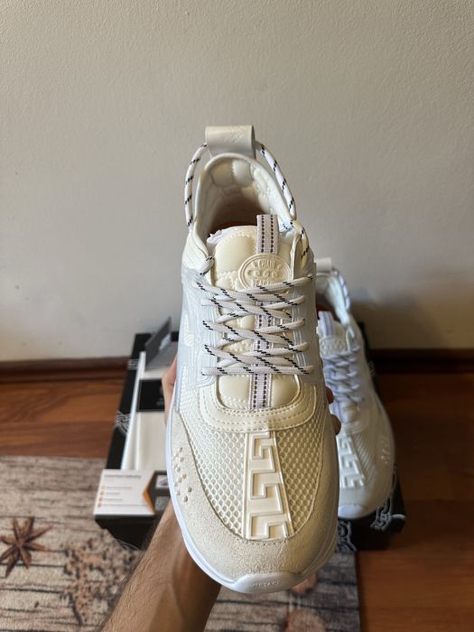 Versace Chain Reaction White Mesh Rubber Suede