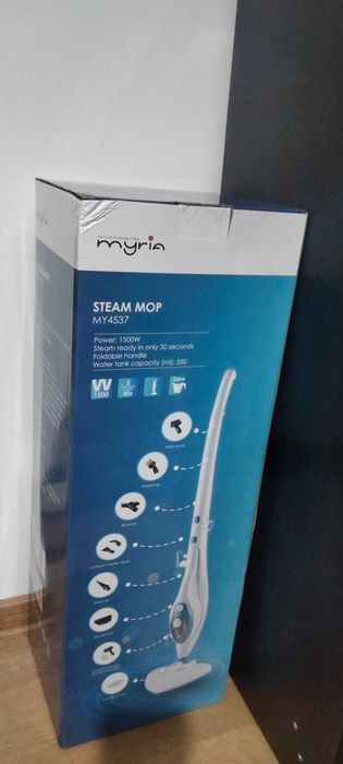 Mop cu aburi Myria MY4537, 0.35l, 1500W, alb-albastru
