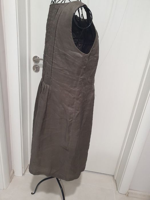 ZARA лен рокля в кафяво L, ЗАРА