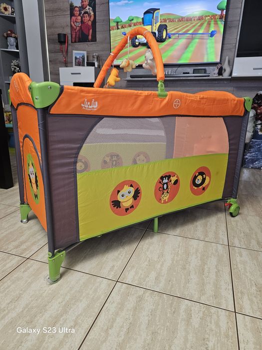 Patut cu 2 nivele Juju Sleepy Baby, Verde/Portocaliu