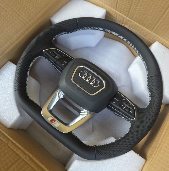 Спортен рязан волан от перфорирана кожа за Ауди А4 Б9 А5 Audi A4 B9 A5 тунинг С-лайн визия