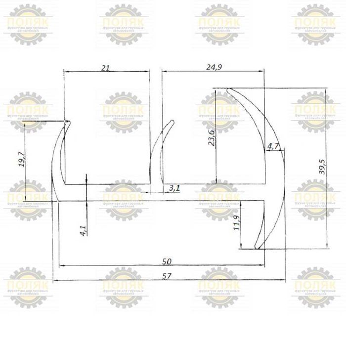 Резиновый Уплотнитель 50мм для воротам