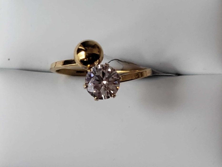 GR73,inel placat aur 14k,reglabil, zirconiu alb, ideal cadou/logodna