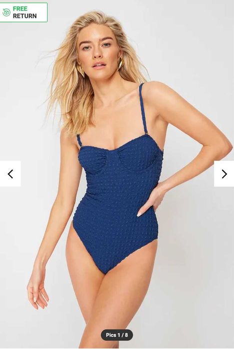 Цял Бански костюм в тъмно синьо с регулиращи се презрамки