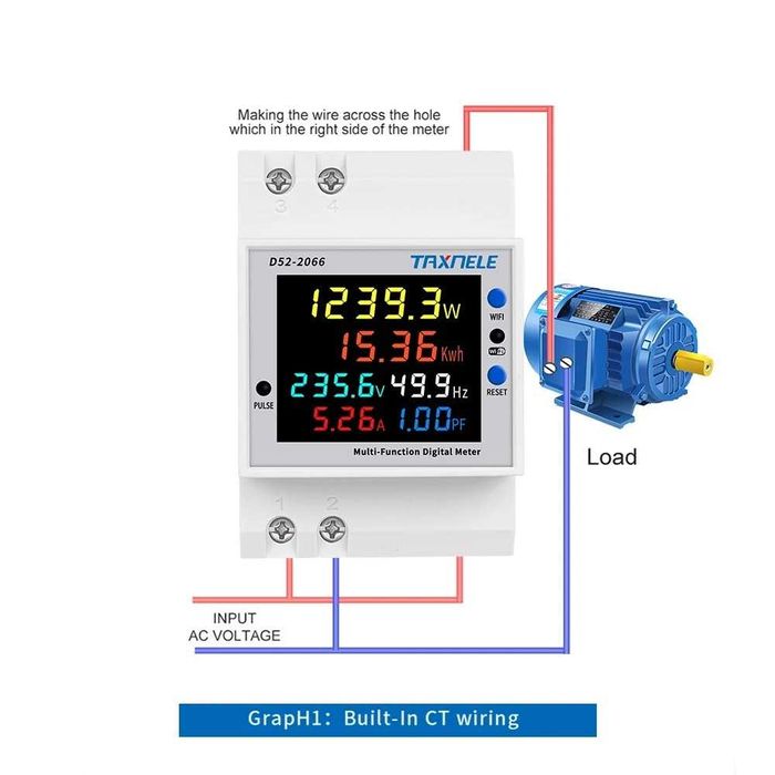 WIFI Смарт електромер 100A с цветен дисплей Tuya Smart Life