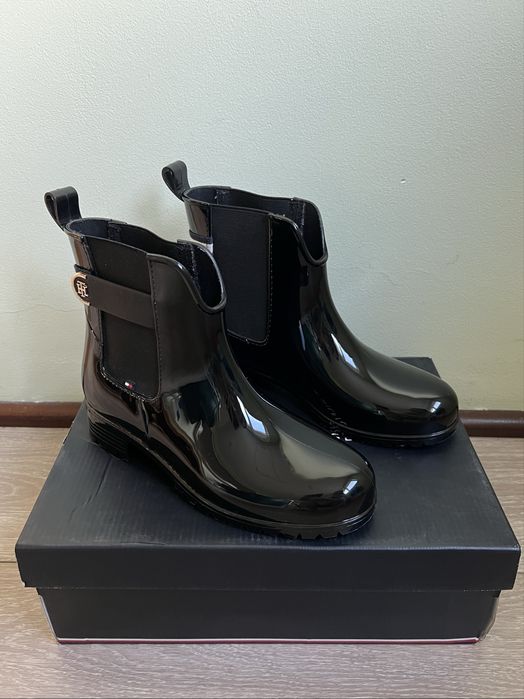 Ghete cauciuc negre Tommy Hilfiger