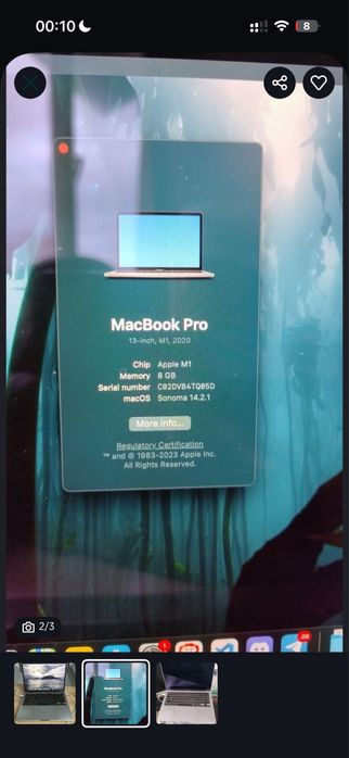 Macbook Pro M1 8/256 Gray