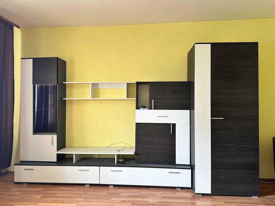 Biblioteca living Torino (Dedeman) - stejar cortina + alb - 3.4 metri