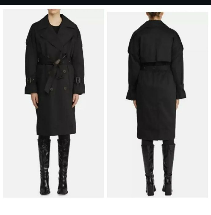 Trench Badgley Mischka negru midi bumbac