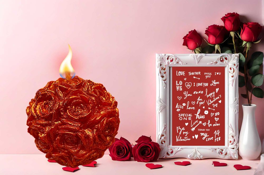 Cadou pentru persoana iubita: Lumanare pictata; Valentine’s, Dragobete