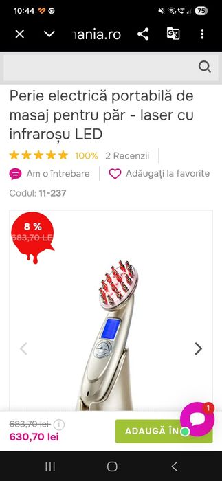 Perie electrică de păr, cu laser