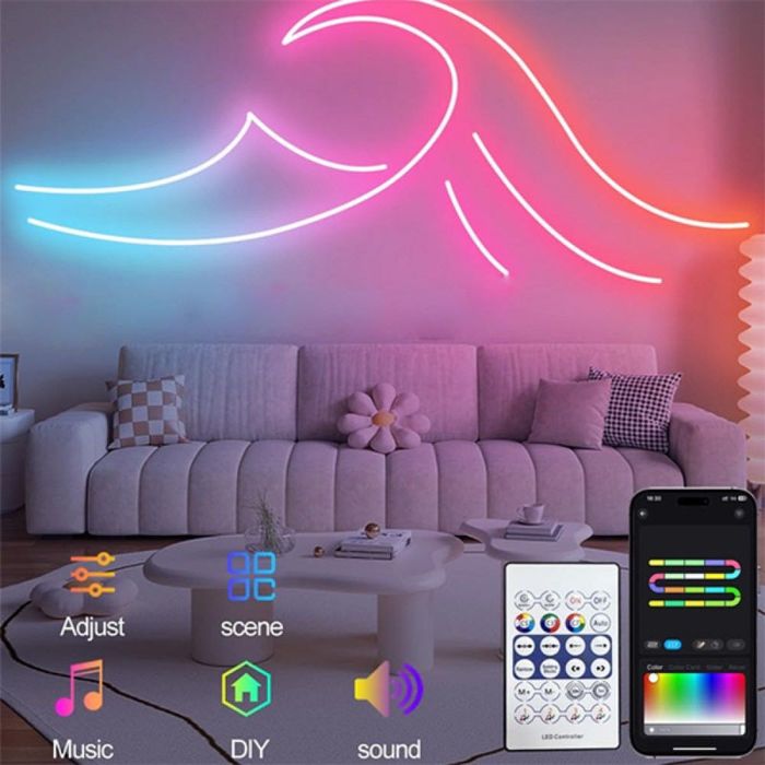 Комплект IC-RGB LED Неонова Лента 5М Bluetooth дистанционно управление
