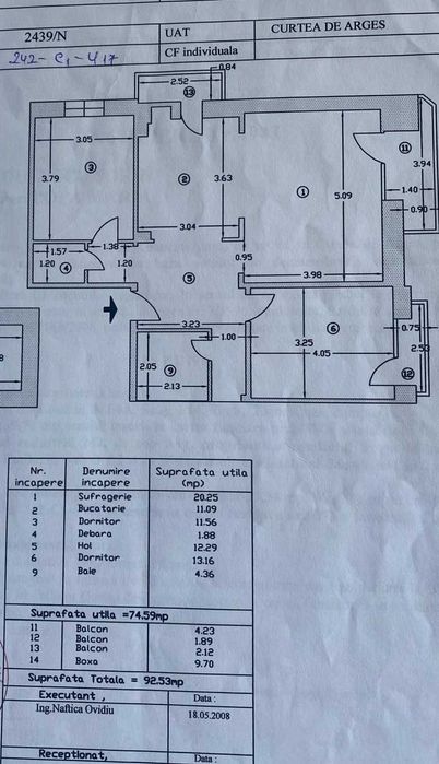 Apartament Cu 3 Camere Suprafata totala 93m / Suprafata Utila 75 m