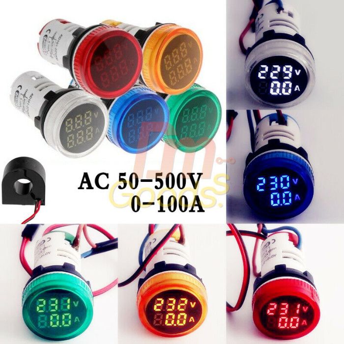 Voltmetru/ampermetru digital ALB 2 in 1, 50-500V/0-100A. Ambalat Nou!