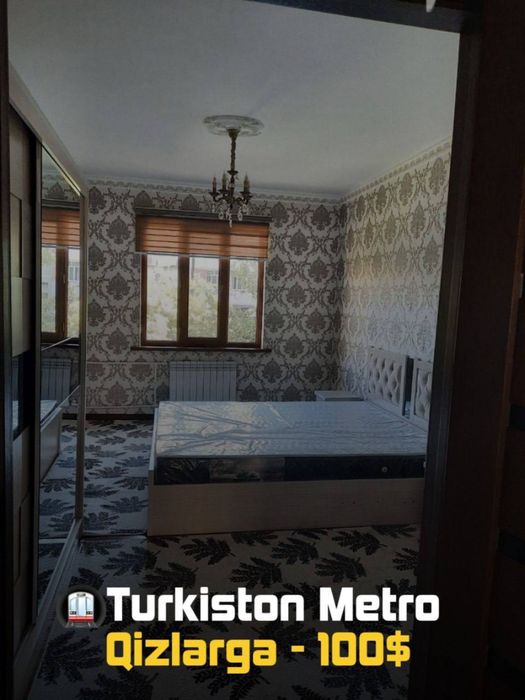 Kvartira qizlarga sheriklikka turkiston metroga 3 mntlik yol
